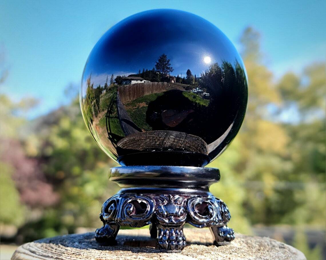 80mm Large Black Crystal Ball, Crystal Fortune Telling Ball, Quartz, 3.15 Inch