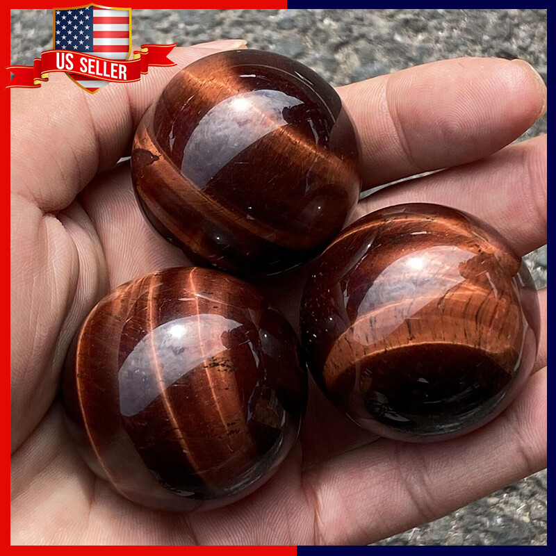 1Pcs 40mm Natural Red Tiger’s Eye Jasper Quartz Sphere Crystal Ball Healing