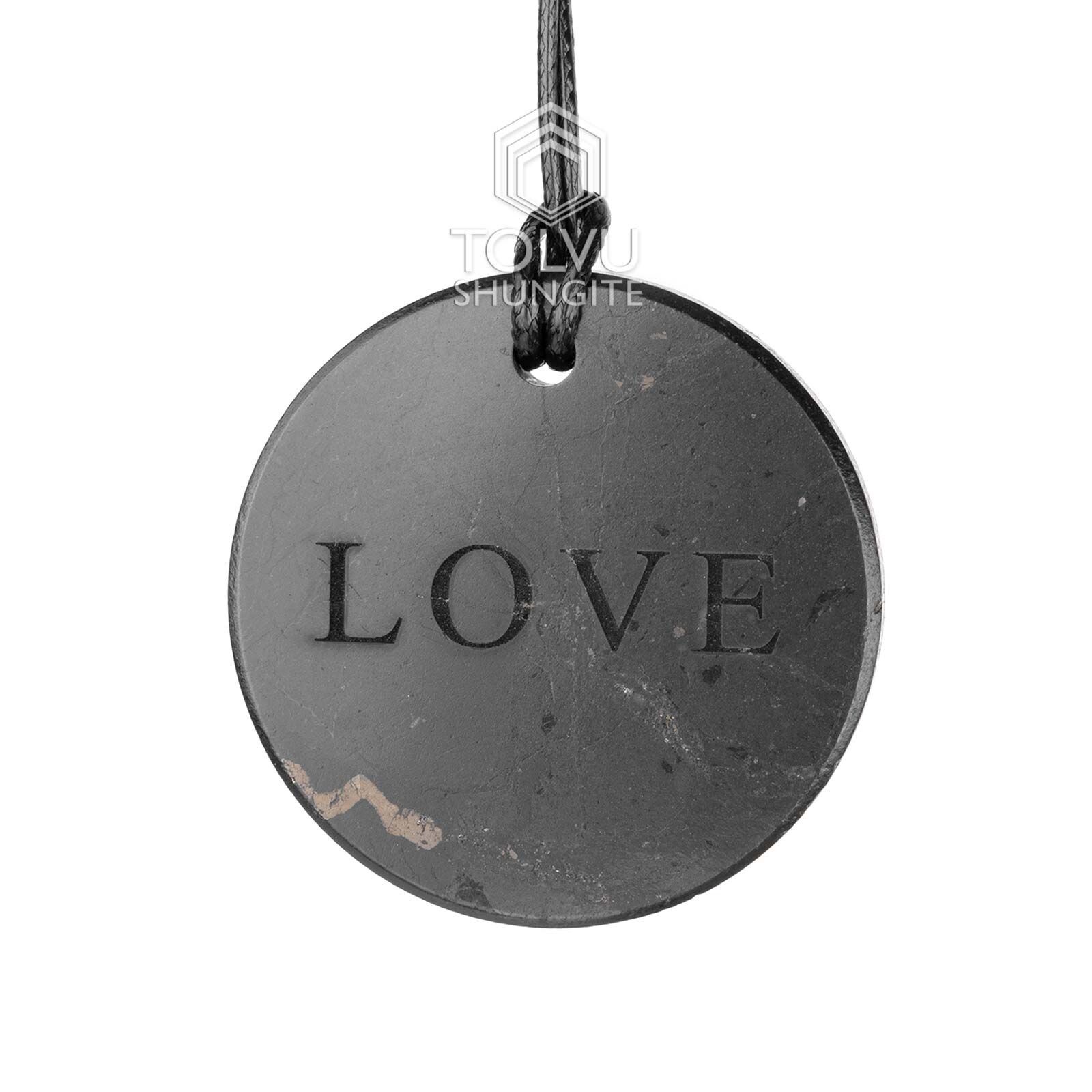 Real Shungite pendant “Love” Natural Karelian black shungite mineral, C60 Tolvu
