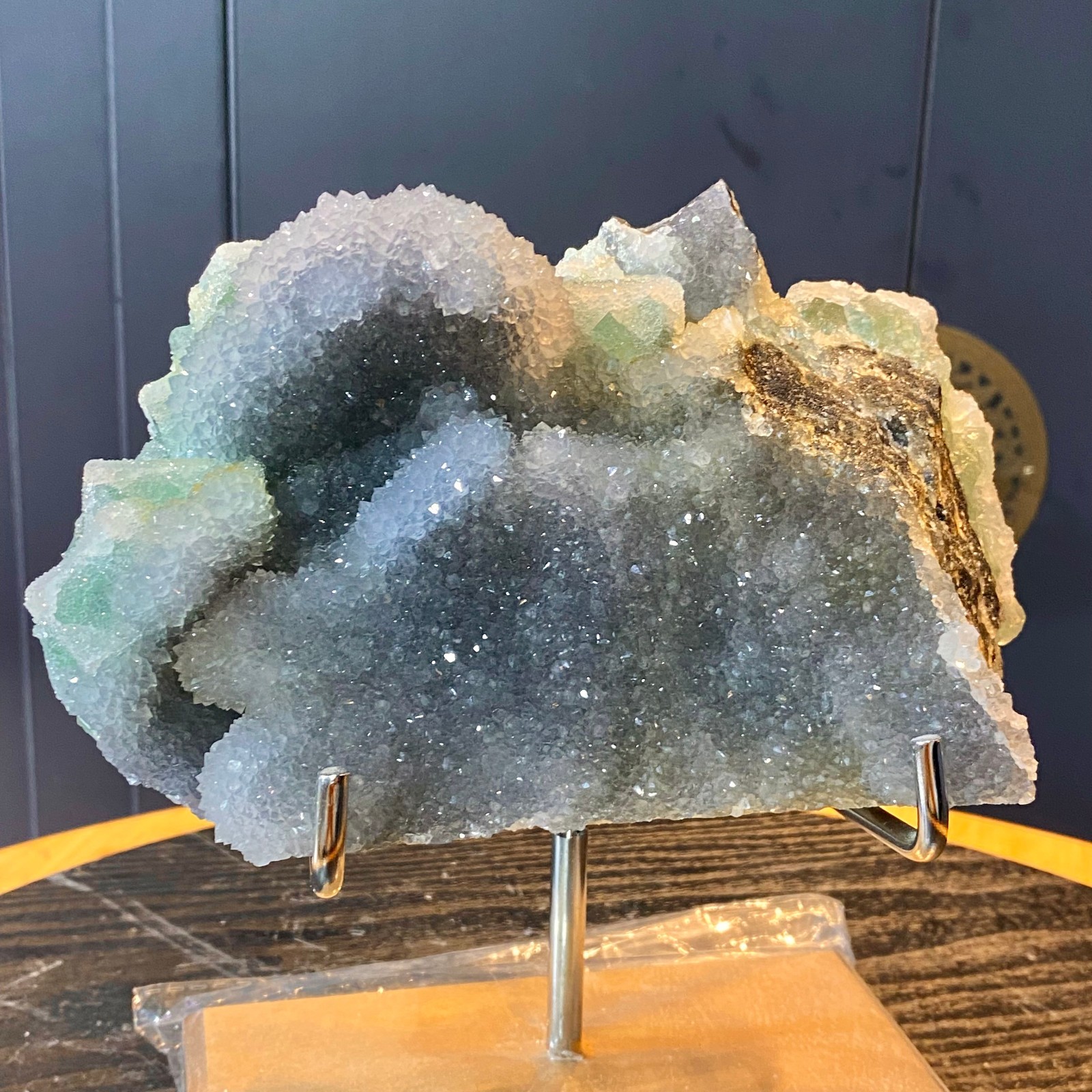 3.83LB Natural green cubic fluorite quartz crystal cluster mineral specimen