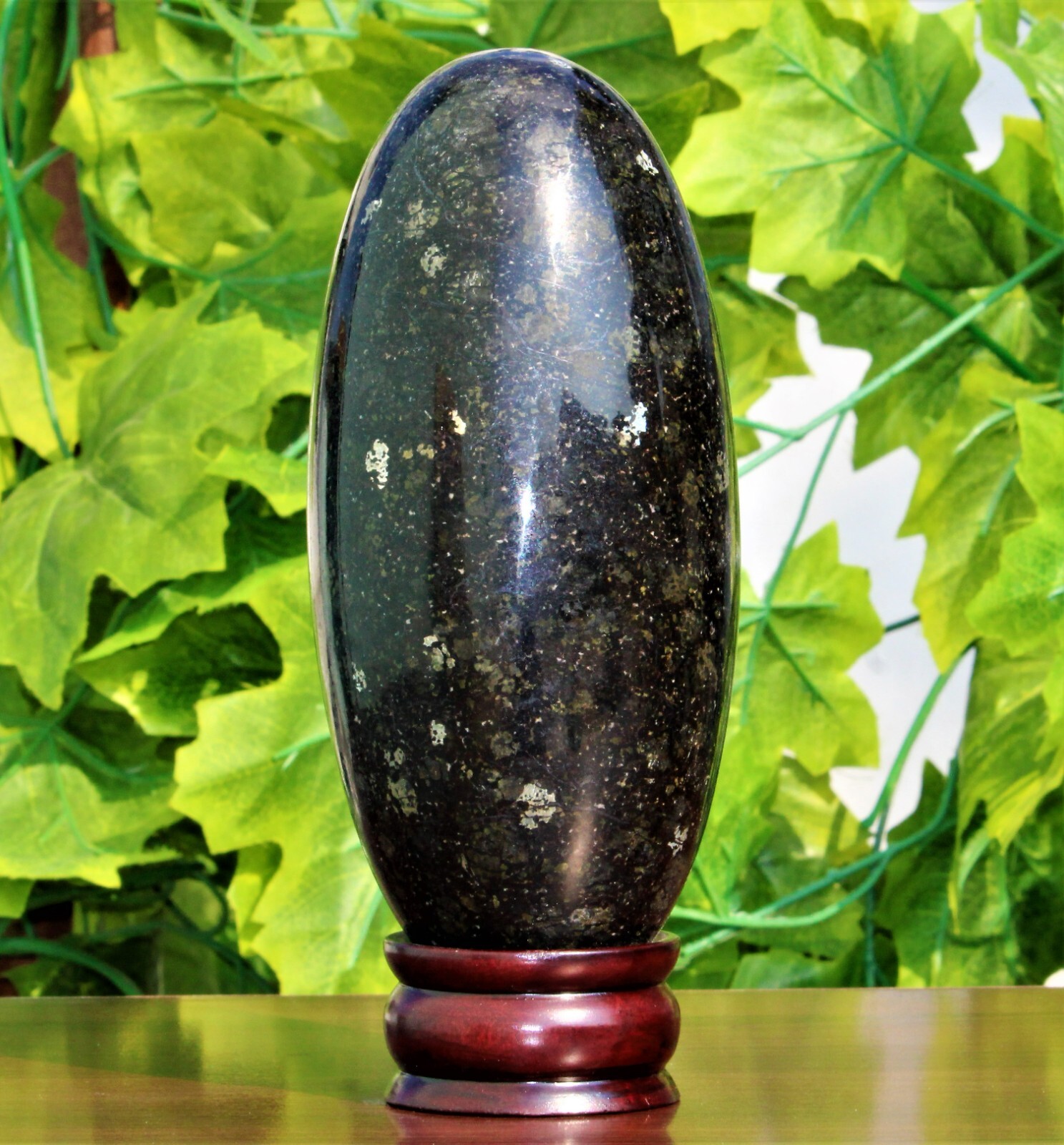 185MM Black Nuummite Crystal Healing Energy Reiki Aura Metaphysical Stone Lingam