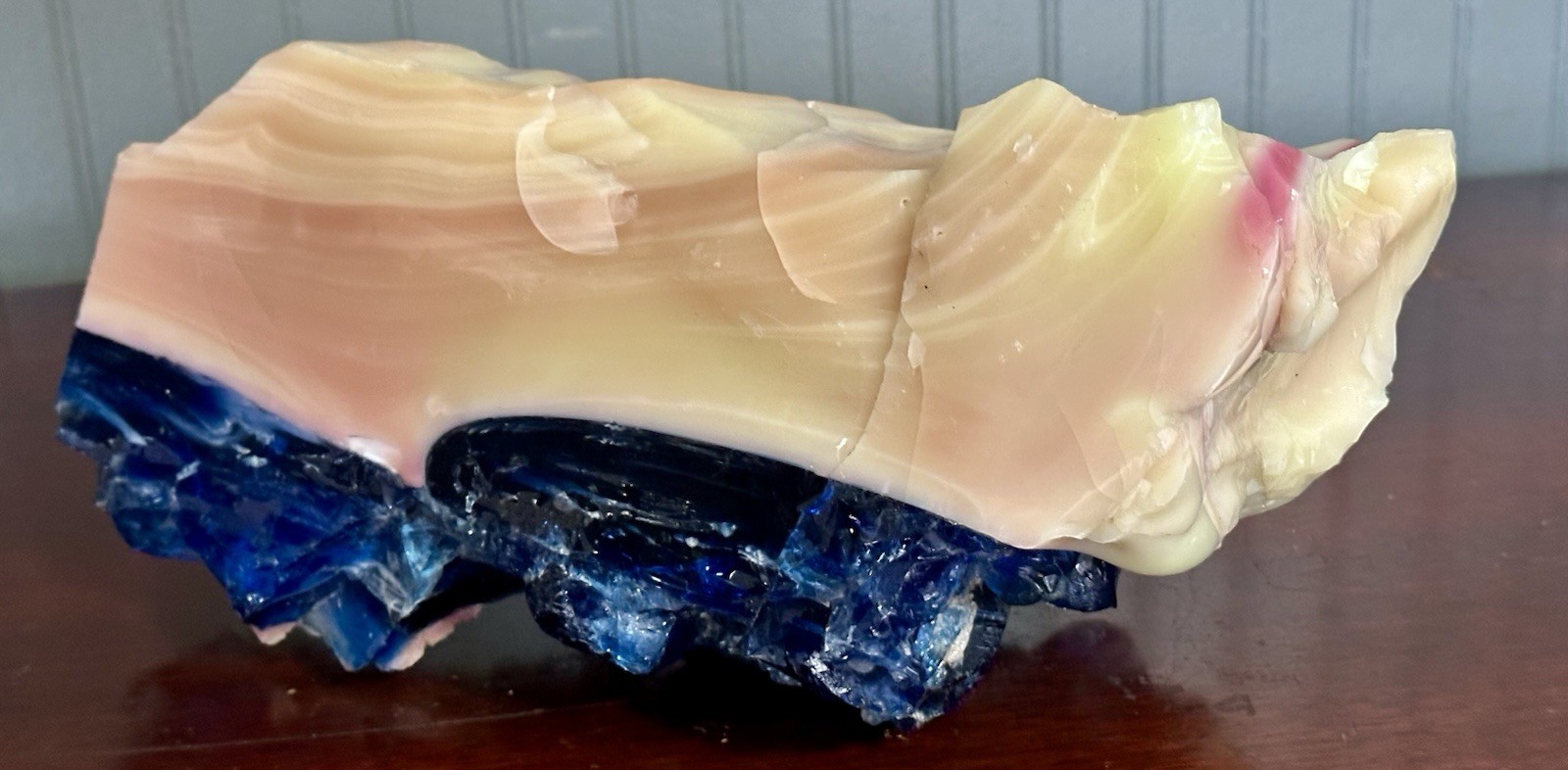 Stunning Uranium Slag Glass Cullet Mixed Blue Yellow Orange HOUZER Rock Overpour