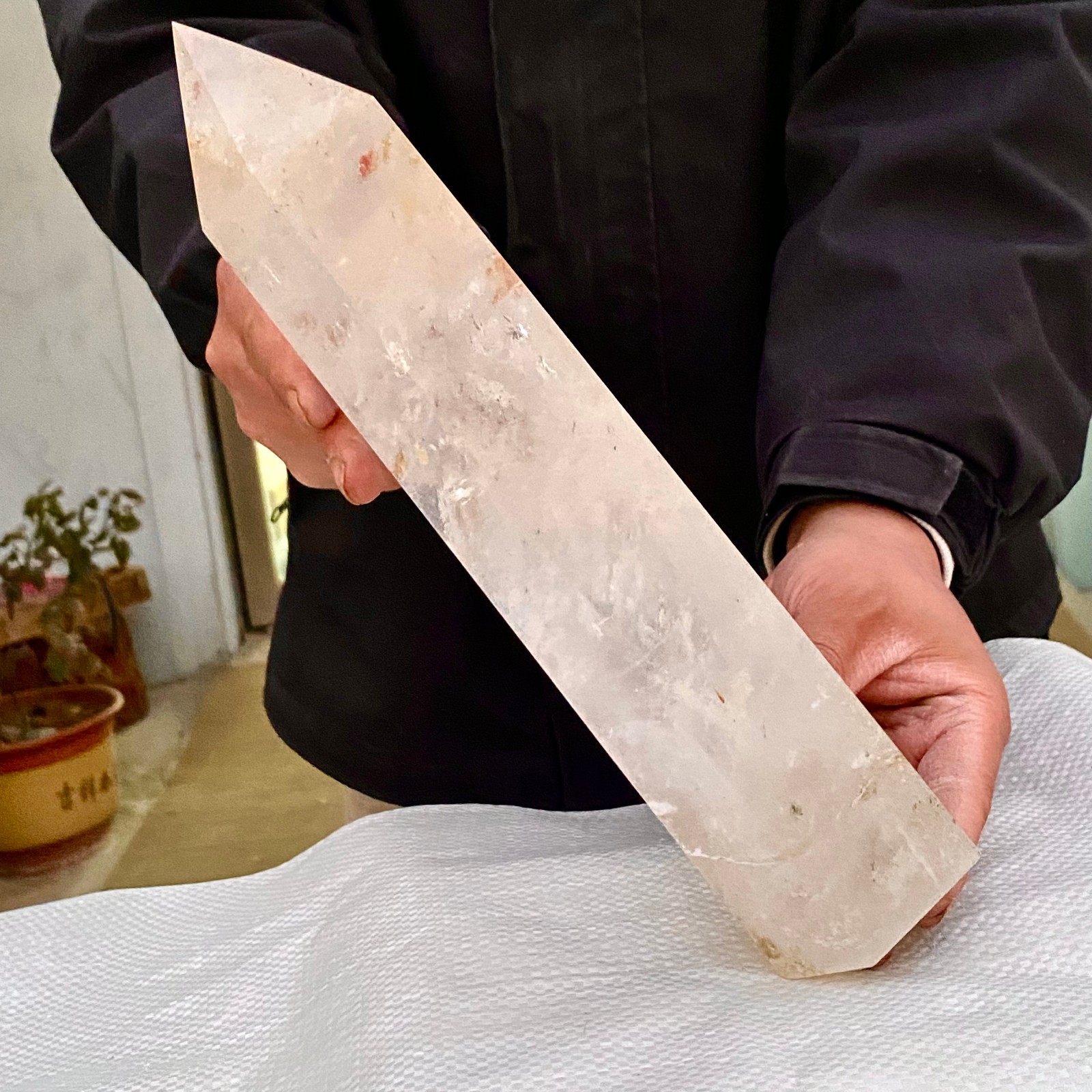 4.1LB Large Natural Clear Quartz Crystal Wand Point Obelisk Specimen Reiki