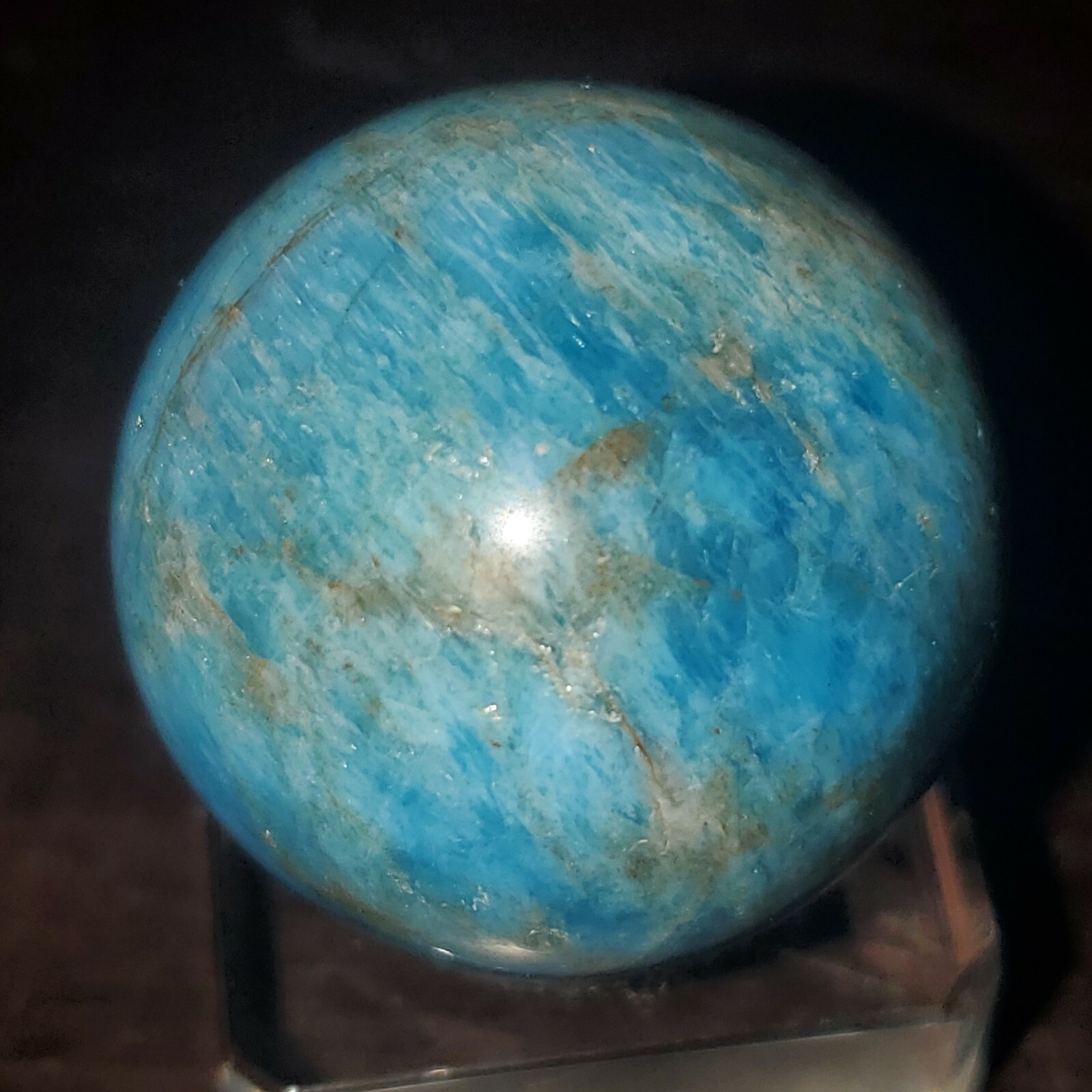 Blue Apatite Sphere Orb Ball Marble 32mm, 55g