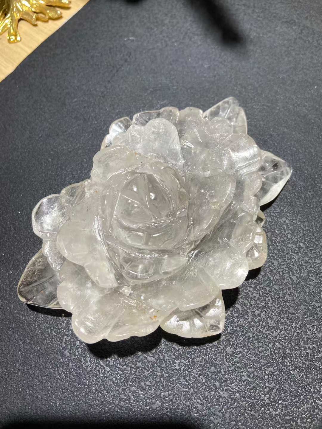 1pc Natural White Quartz Carved Flower Skull Crystal Reiki Healing Decor Gift
