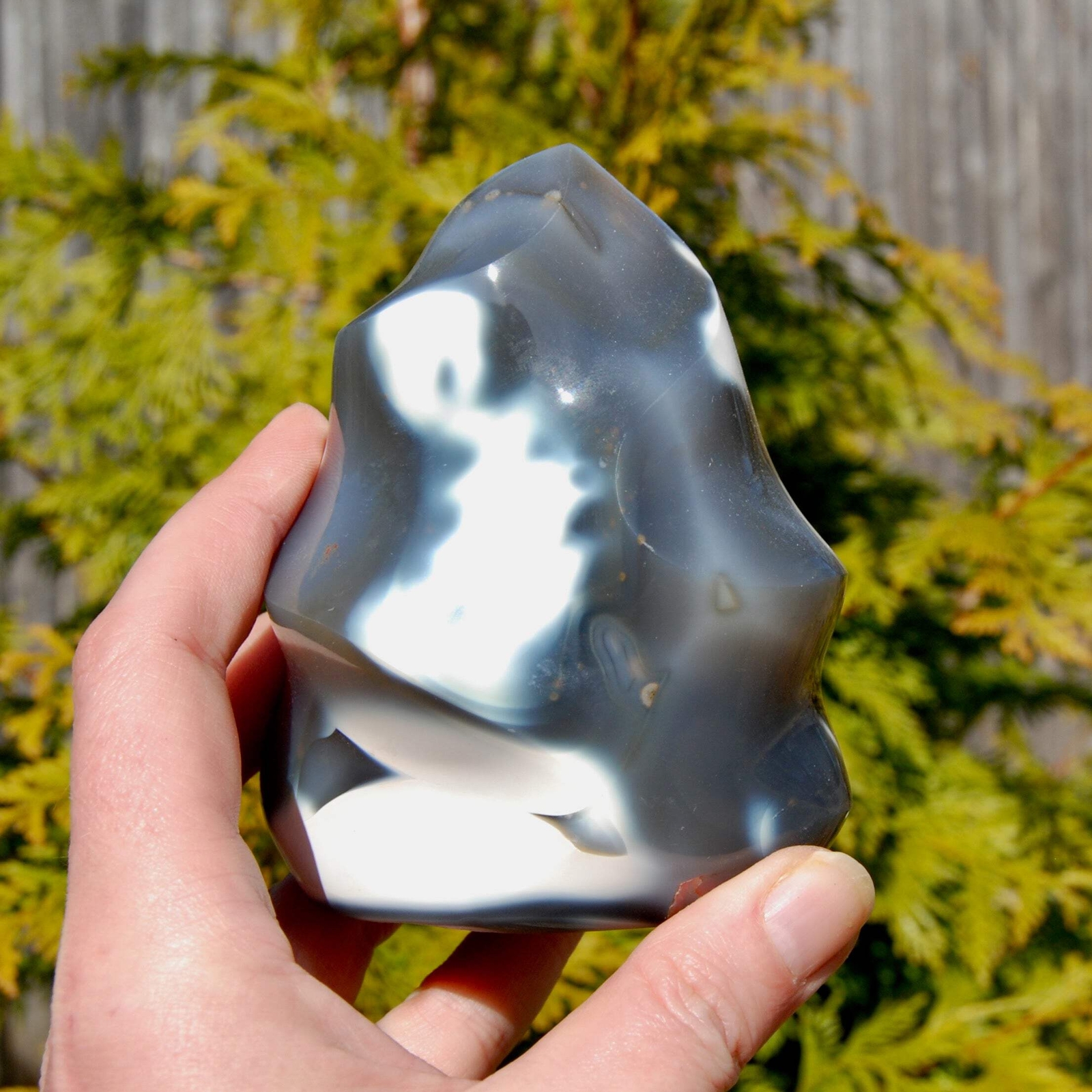 4.25in 1.5lb Orca Agate Crystal Flame Tower