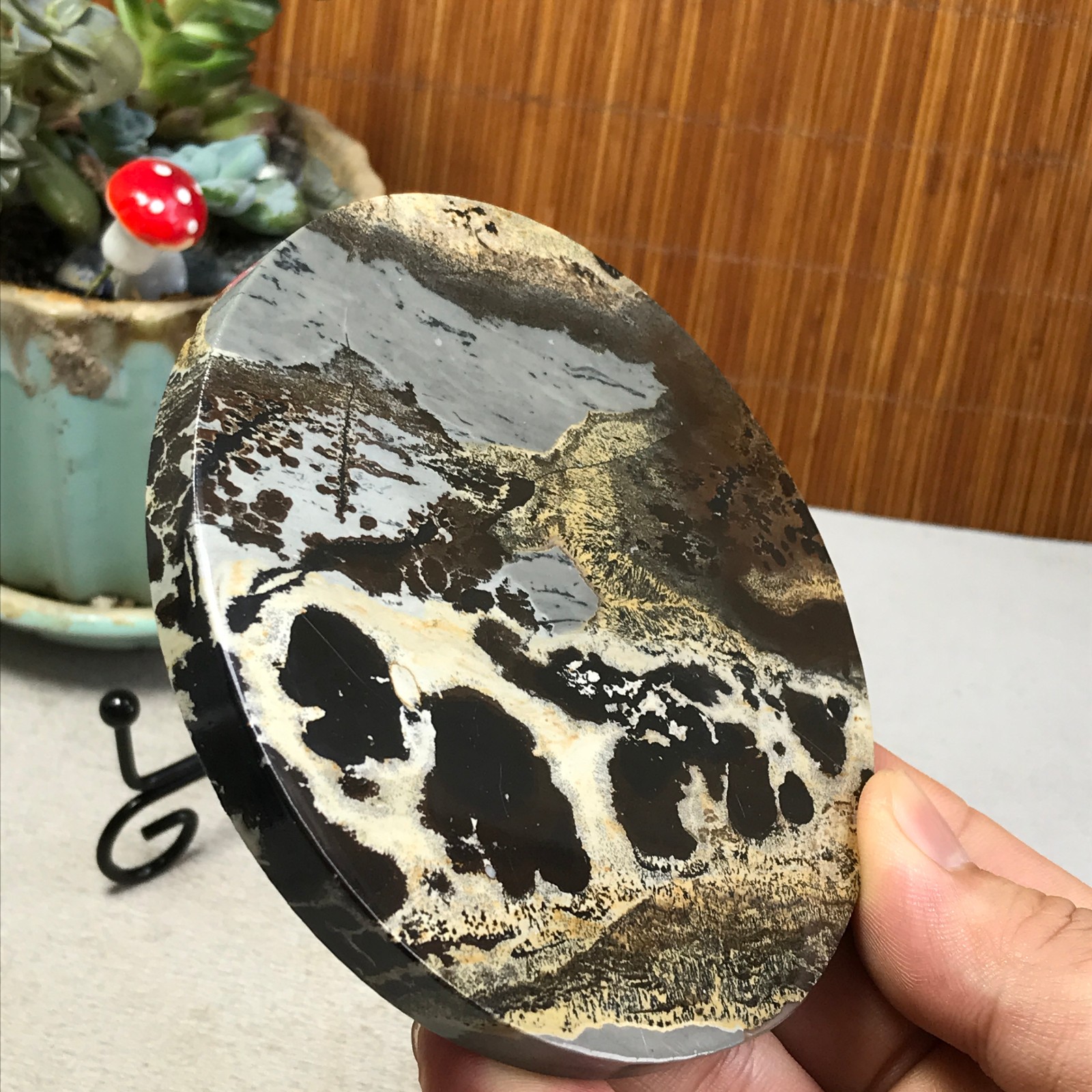 99mm Natural Chinese painting stone crystal ornaments for home decoration A6401