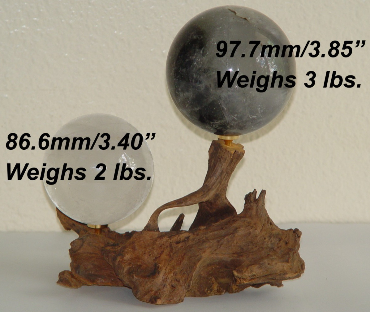Natural Driftwood Sphere Stand Double Display Holder Crystal Ball Stand 8″