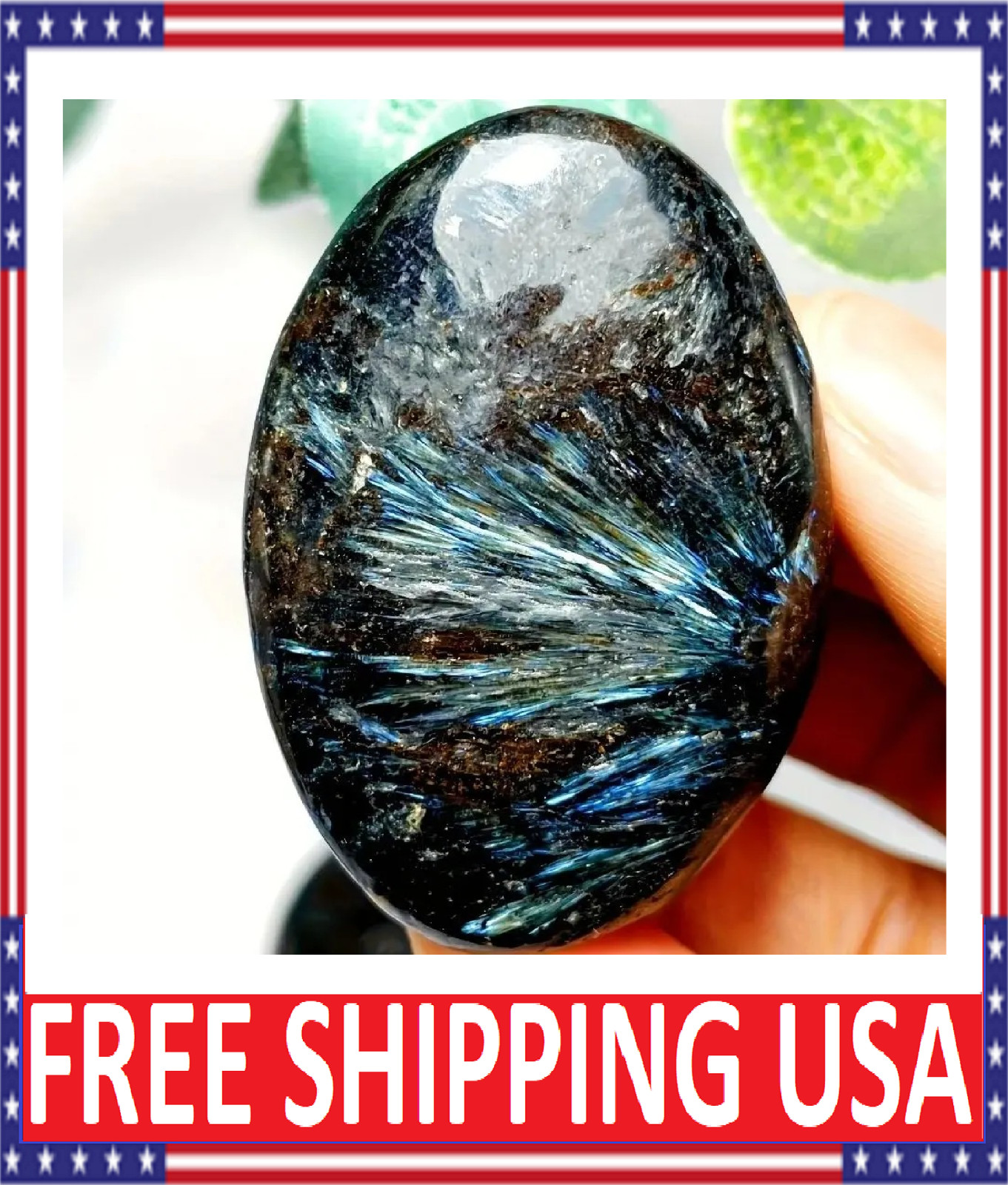 Natural Arfvedsonite Palmstone Worry Stone Healing Crystal Meditation Reiki Gift