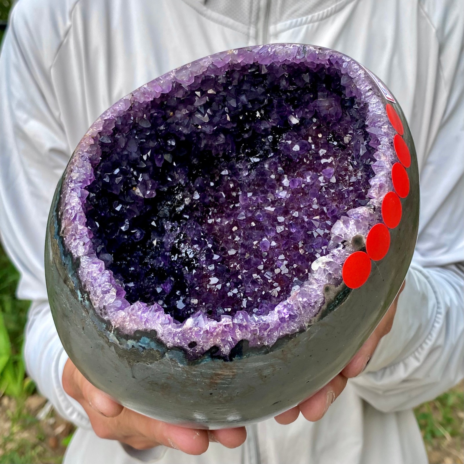 5.48LB High quality Natural Amethyst geode quartz crystal Dinosaur egg healing