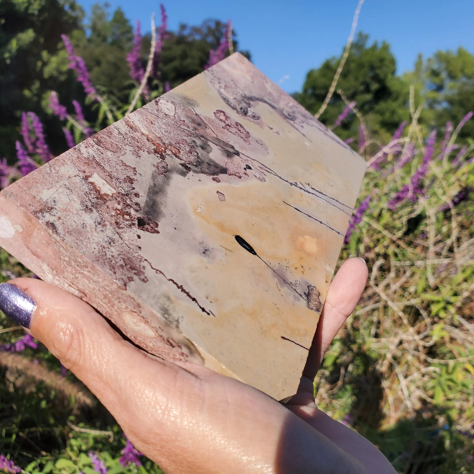 Picture Story Jasper Pastel Dendritic Display Crystal Tile Slab 947 grams