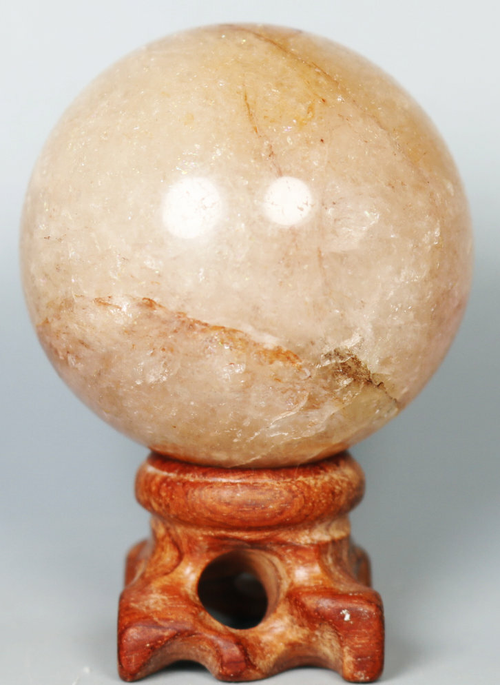 190 g NATURALRed PHANTOM MULTI-INCLUSIONS Rainbow CRYSTAL Sphere Ball / Stand