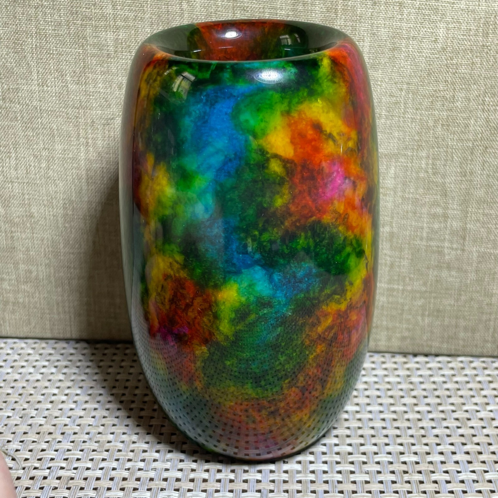 “Seven Colors Jade” vase specimen Penholder -Taiwan China 128mm A5