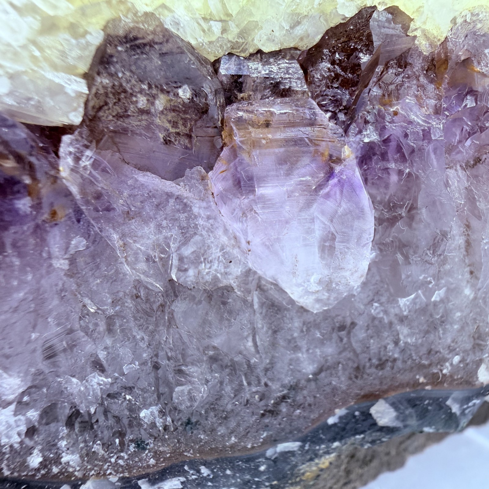 Rare Purple Amethyst Yellow Calcite Cluster Brazil 4.8″ Display