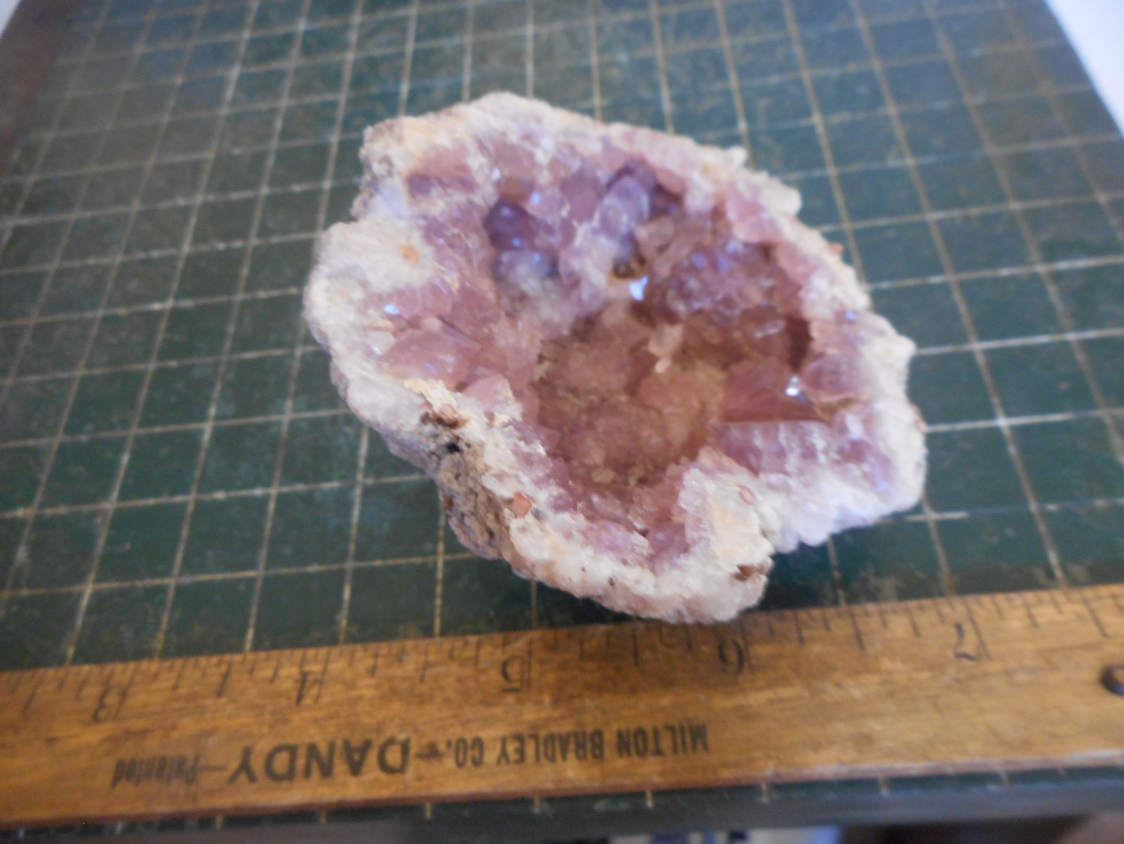 Rare Rose Quartz Crystal Cluster Geode. Pink Stone Specimen Brazil RQ53