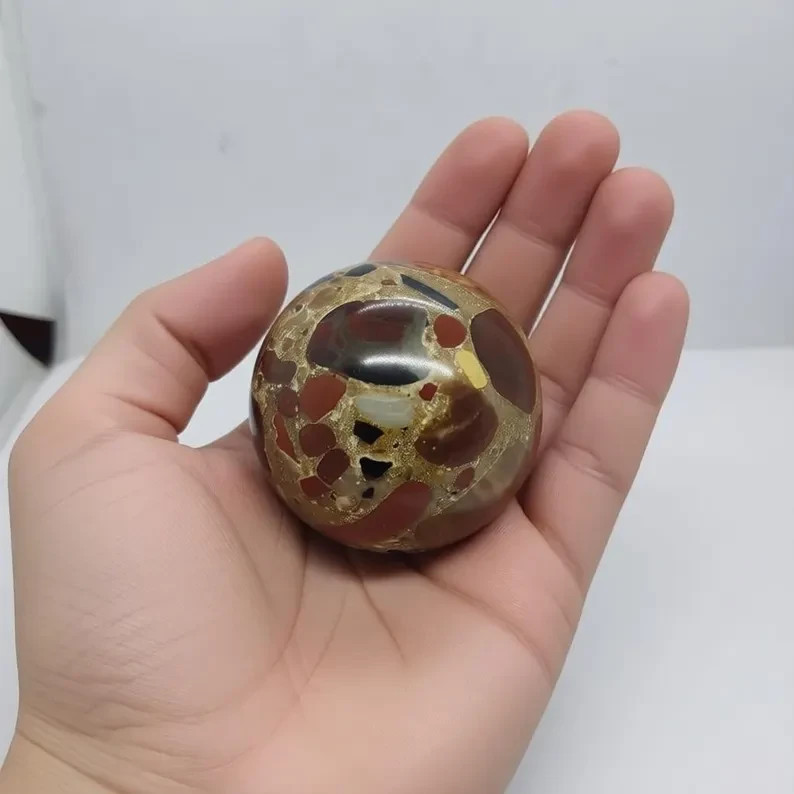 Red Cobra Jasper Sphere with Stand Polished Crystal Ball Healing Stone Decor