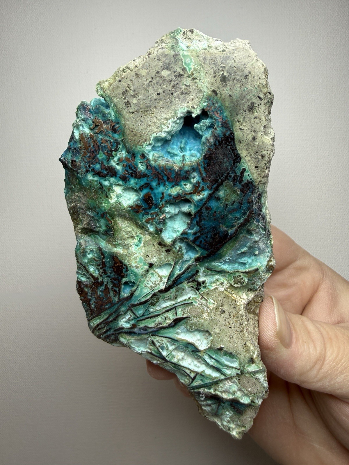 6” Polished Native Copper in Chrysocolla — Display Specimen (Indonesia)