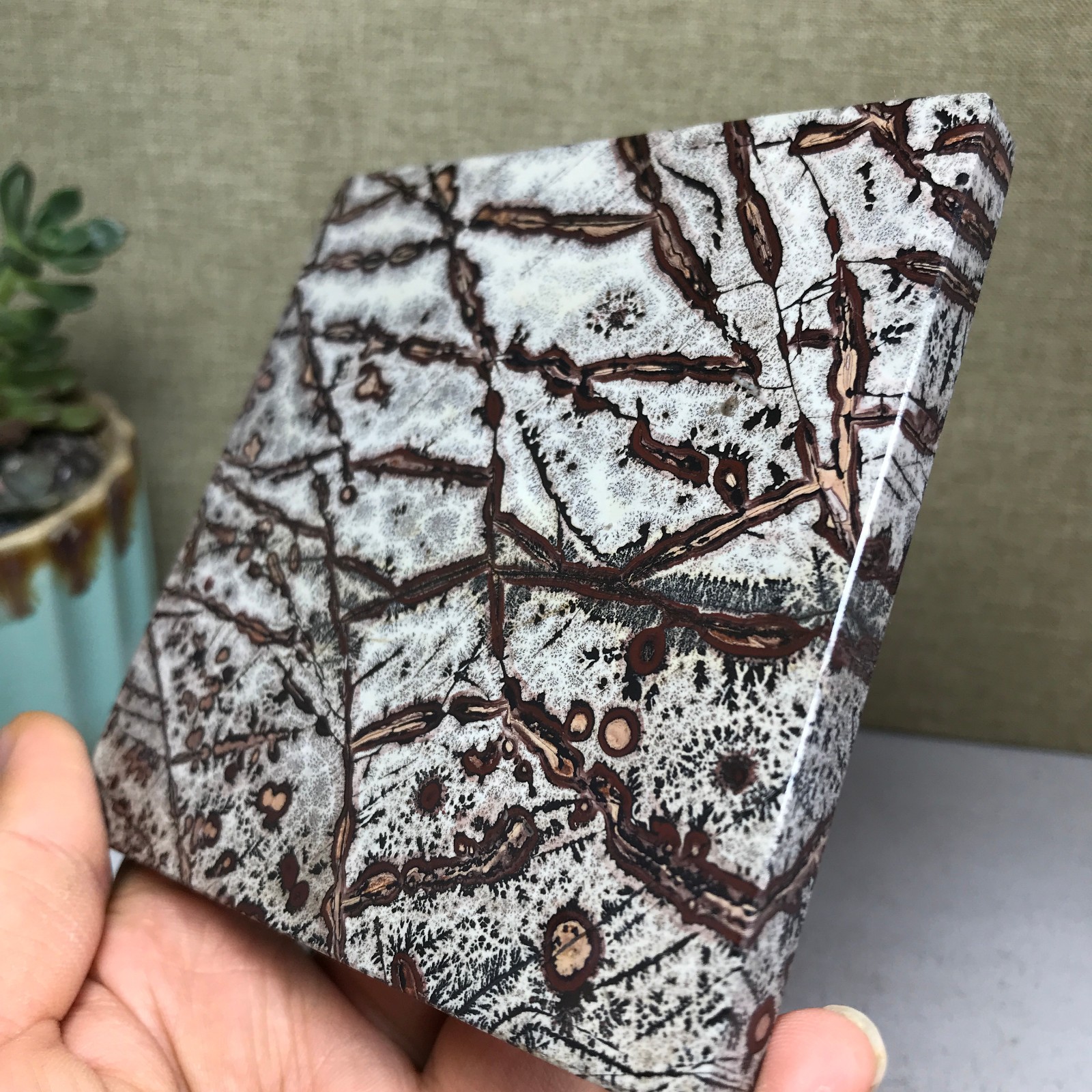 Natural Chinese painting stone crystal ornaments for home decoration 262g A5368