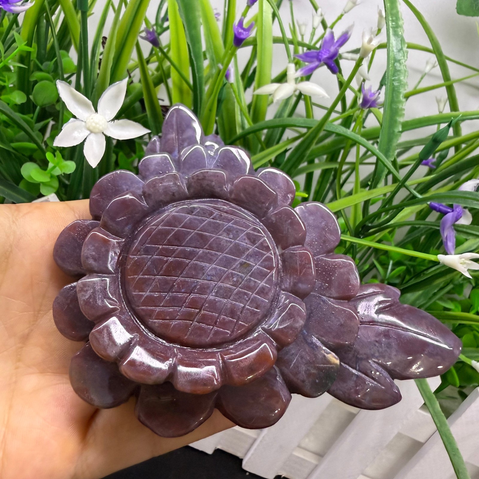 220g natural ocean jasper Flower quartz Crystal Reiki Healing Gem Gift