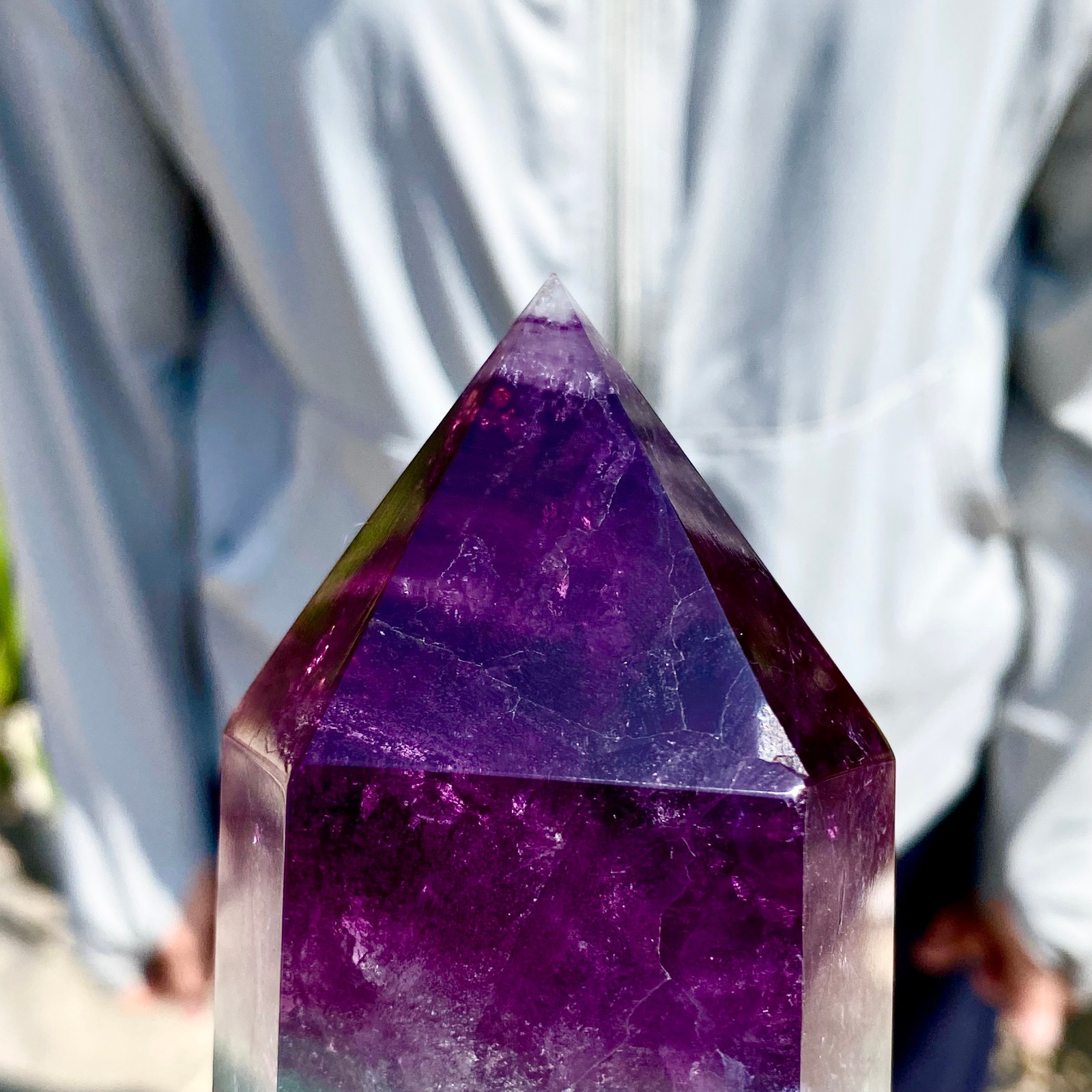 3.28LB Natural Fluorite Crystal Column Magic Wand Obelisk Point Earth Healing