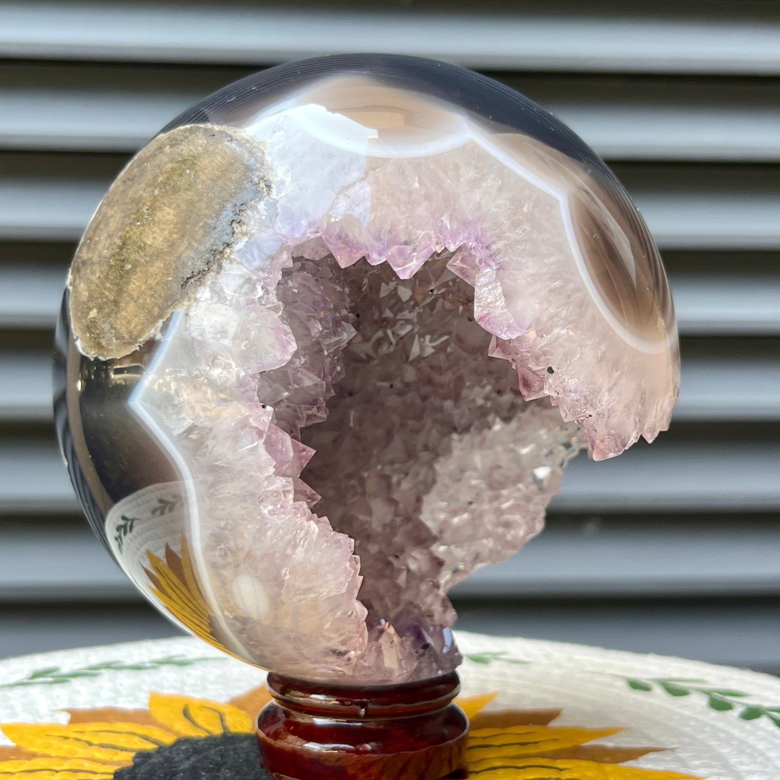 4.3 lb Natural Amethyst Crystal Cluster Sphere Druzy Ball Polished Agate Display