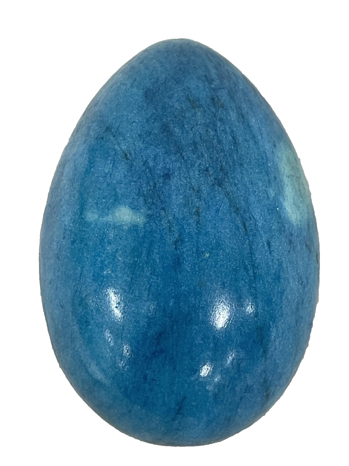 Vintage Blue Alabaster Marble Stone Egg 2.5” Polished Crystal Specimen NO STAND