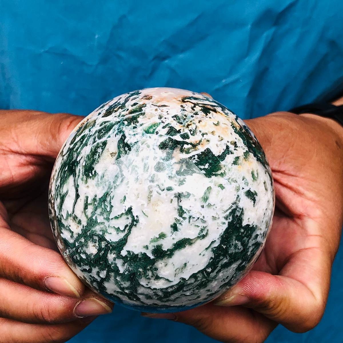 3pcs 4.46LB Natural Water Grass Agate Ball Quartz Crystal Ball Healing 2116