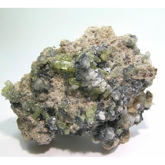 KB: BRIGHT SW FL. ORANGE APATITE XLS. W/ FL. WHITE CALCITE FROM SPAIN