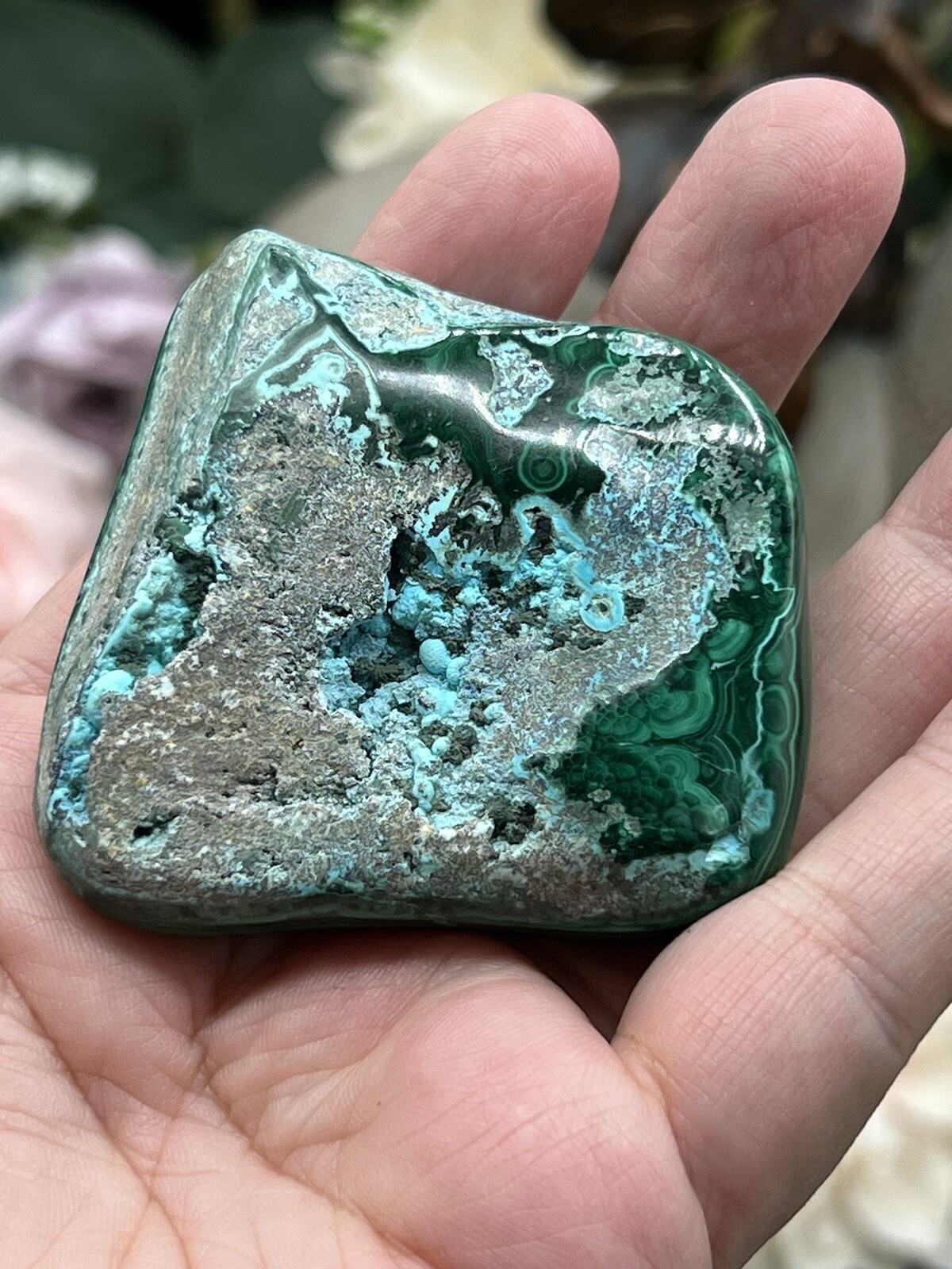 Natural “Malacolla” Malachite & Chrysocolla Freeforms L@@K Free ship & Gift