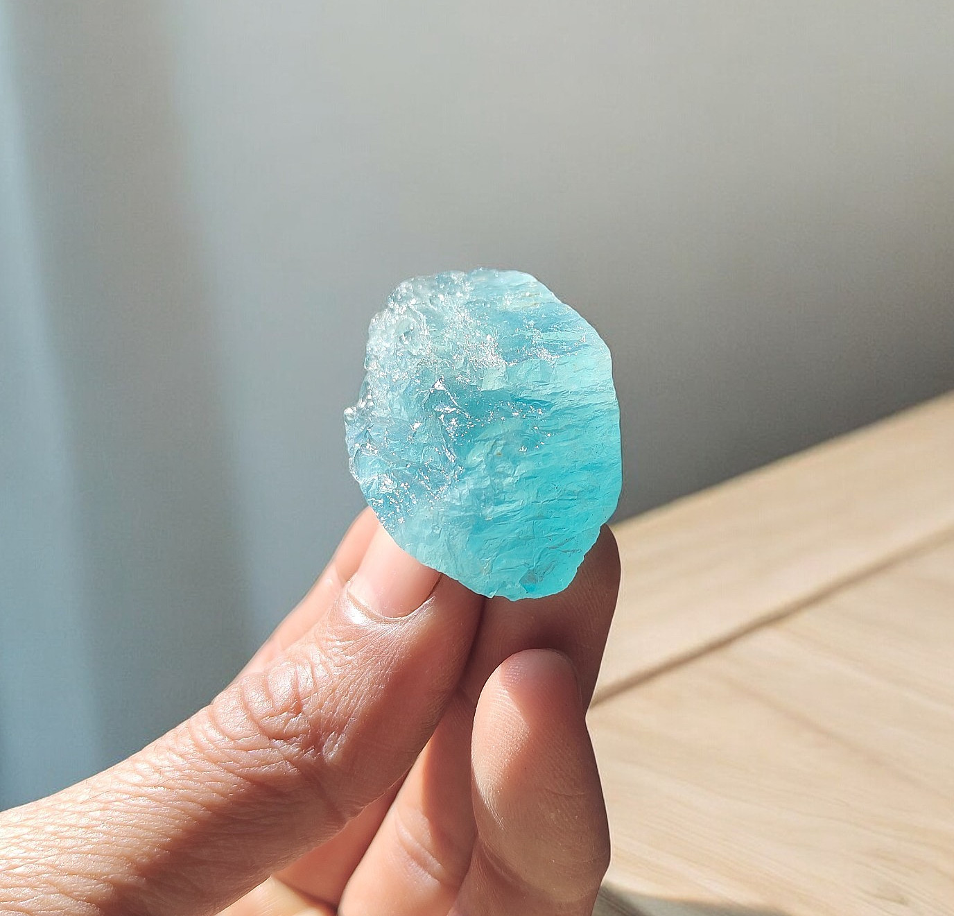 27g Raw Blue-Green Aquamarine Beryl Natural Corrosion Crystal Rough Specimen