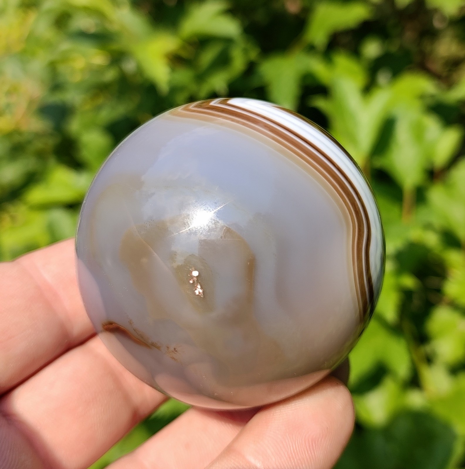 Dramatic 60mm Madagascar Agate Sphere, Mocha Banded Agate Display Sphere