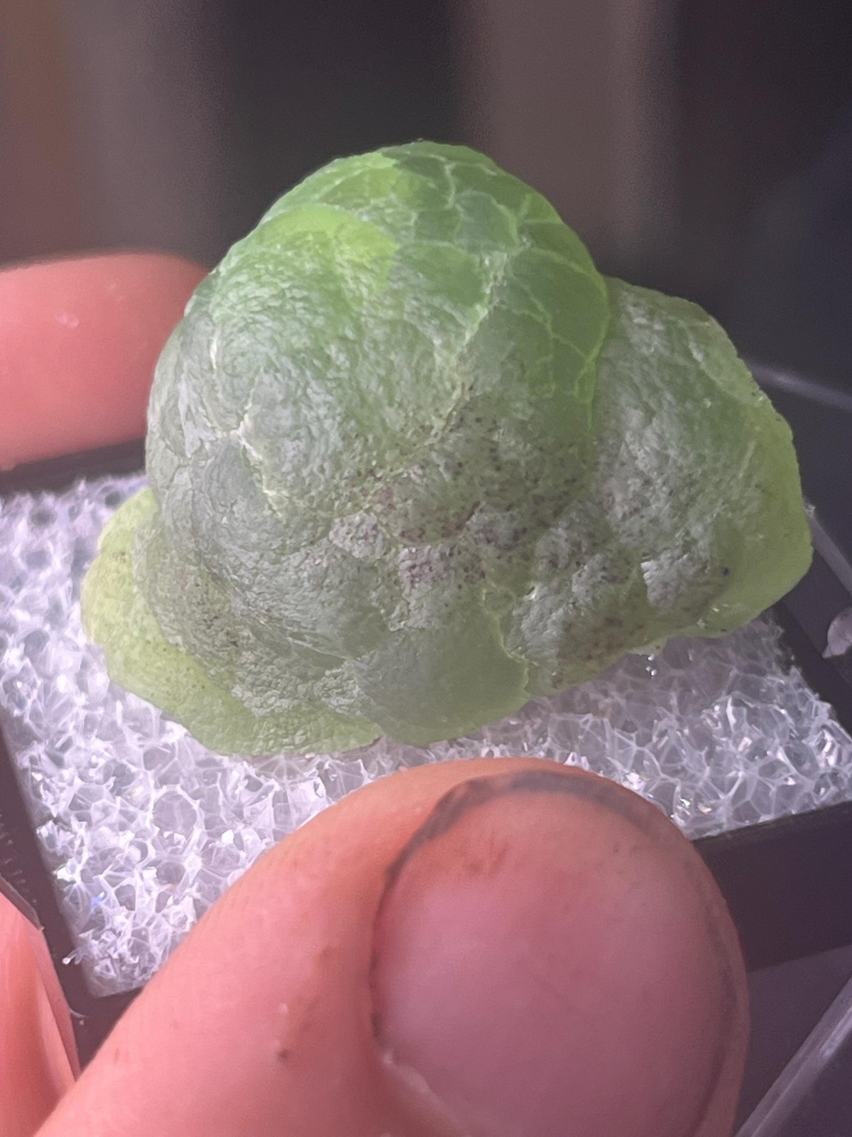 Classic Apple Green Cuprian Smithsonite Thumbnail from the 79 Mine, Arizona