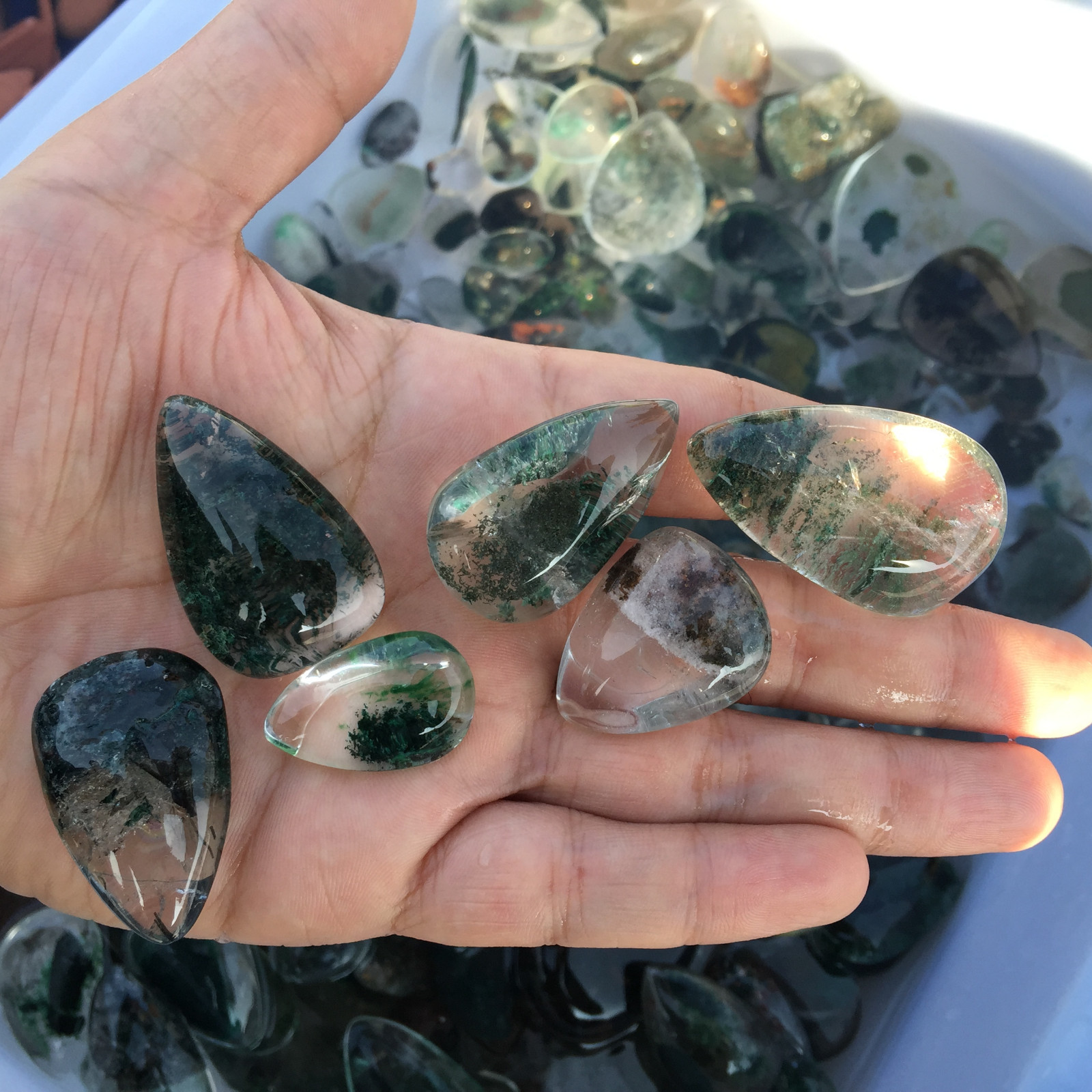 A LOT Natural ghost phantom quartz pendant crystal healing 10pcs random