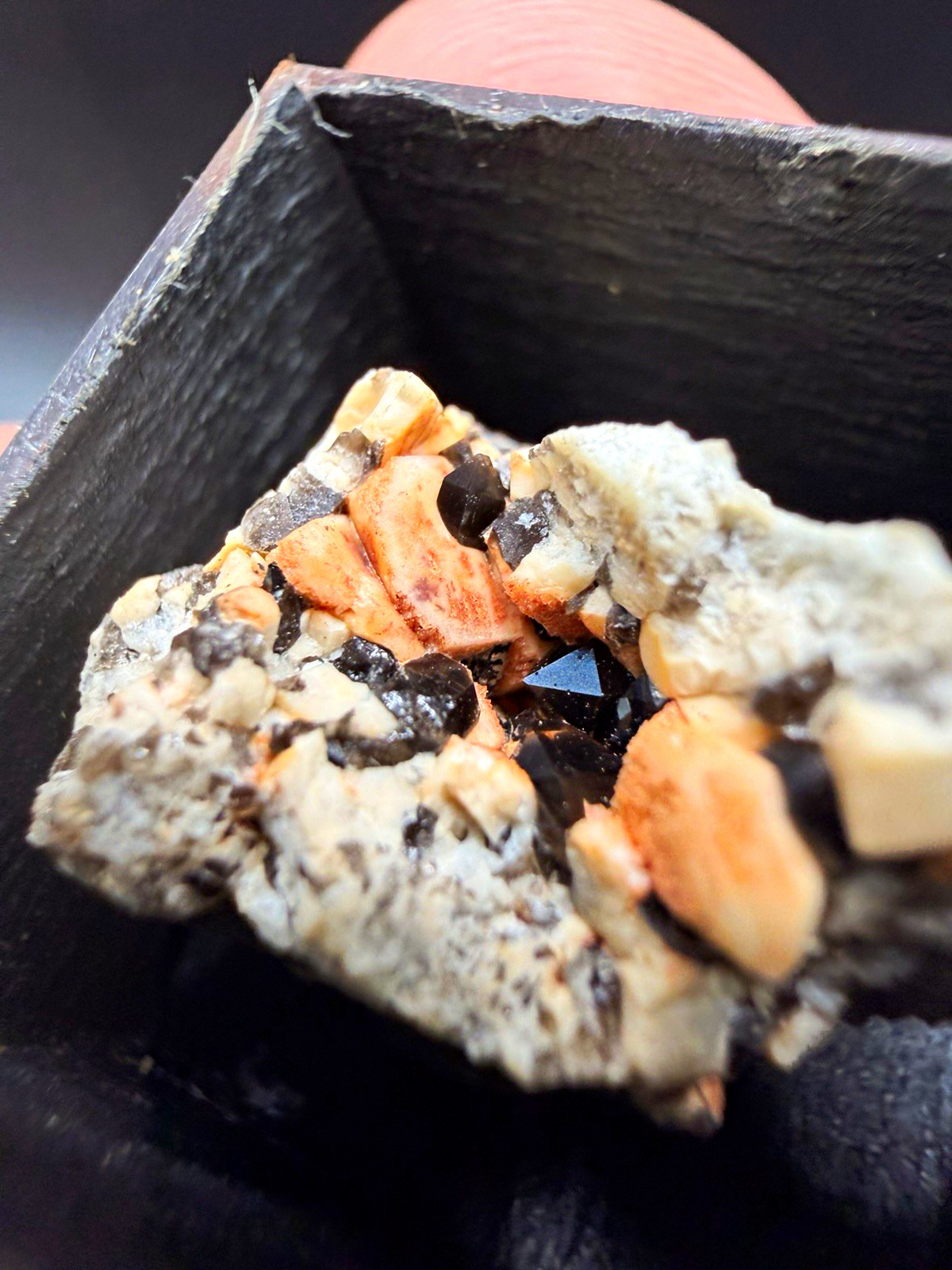 Vintage Labeled Old Stock Dark Smoky Quartz on Feldspar (Thumbnail) – Maine, USA