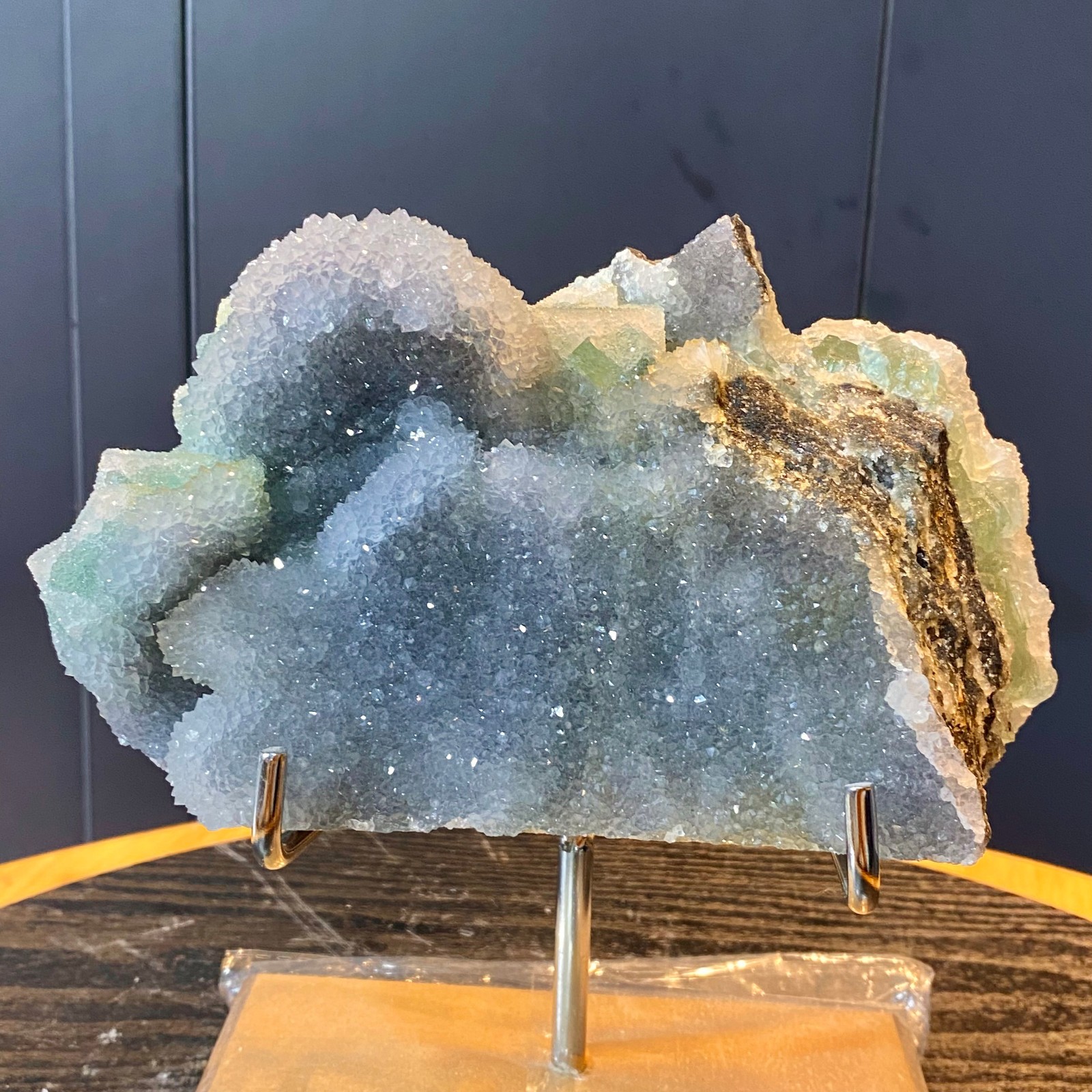 3.83LB Natural green cubic fluorite quartz crystal cluster mineral specimen
