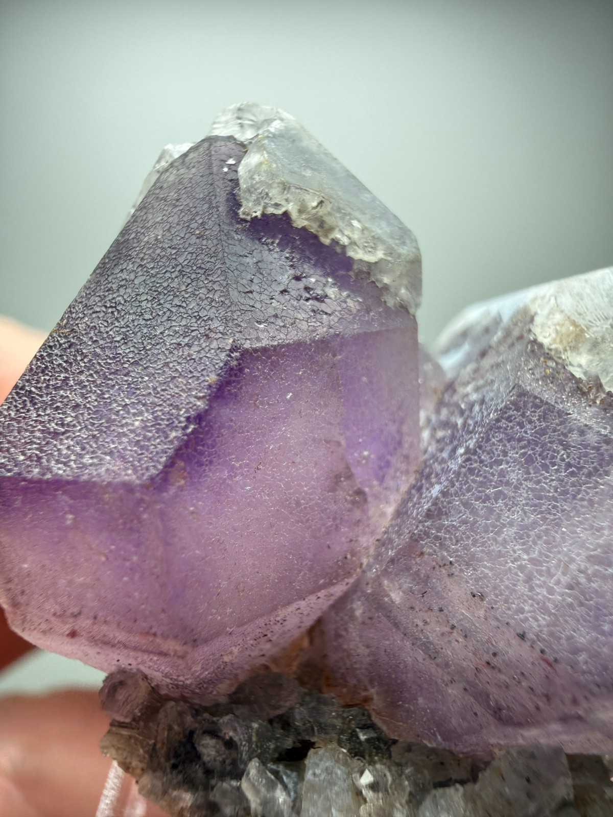 Amethyst Cluster with snowy white Quartz tips! Orange River, South Africa- NICE!