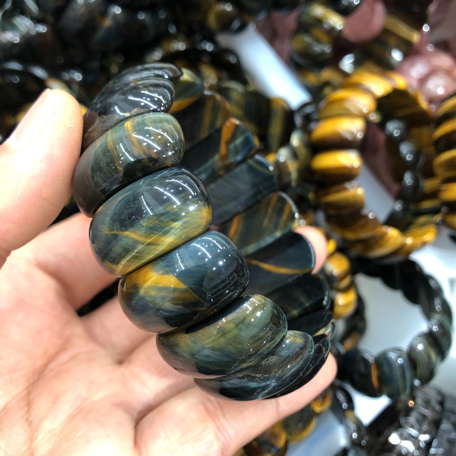 1Pcs Natural Tiger’s Eye Stone Bracelet Brown Gemstone Stretch Bracelet Handmade