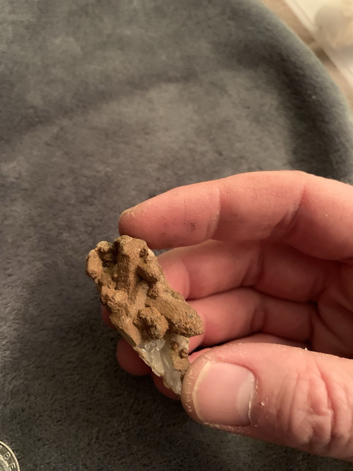 Brown and White Natural Crystal Mineral Specimen with Matrix Collectible Display