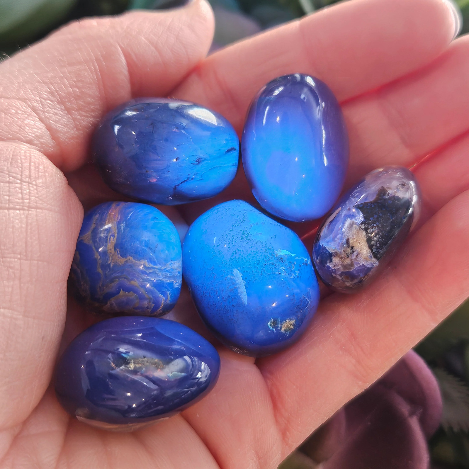 Blue Amber Specimen, Polished Amber from Indonesia