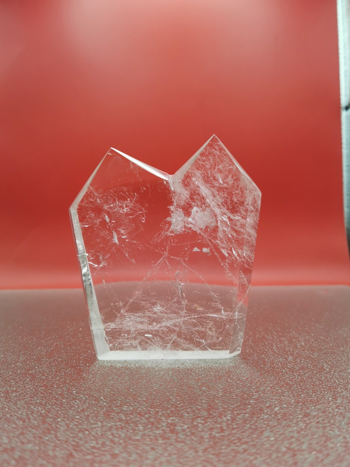 Natural Clear Quartz Double Point Obelisk Crystal With Custom Light Stand 364G