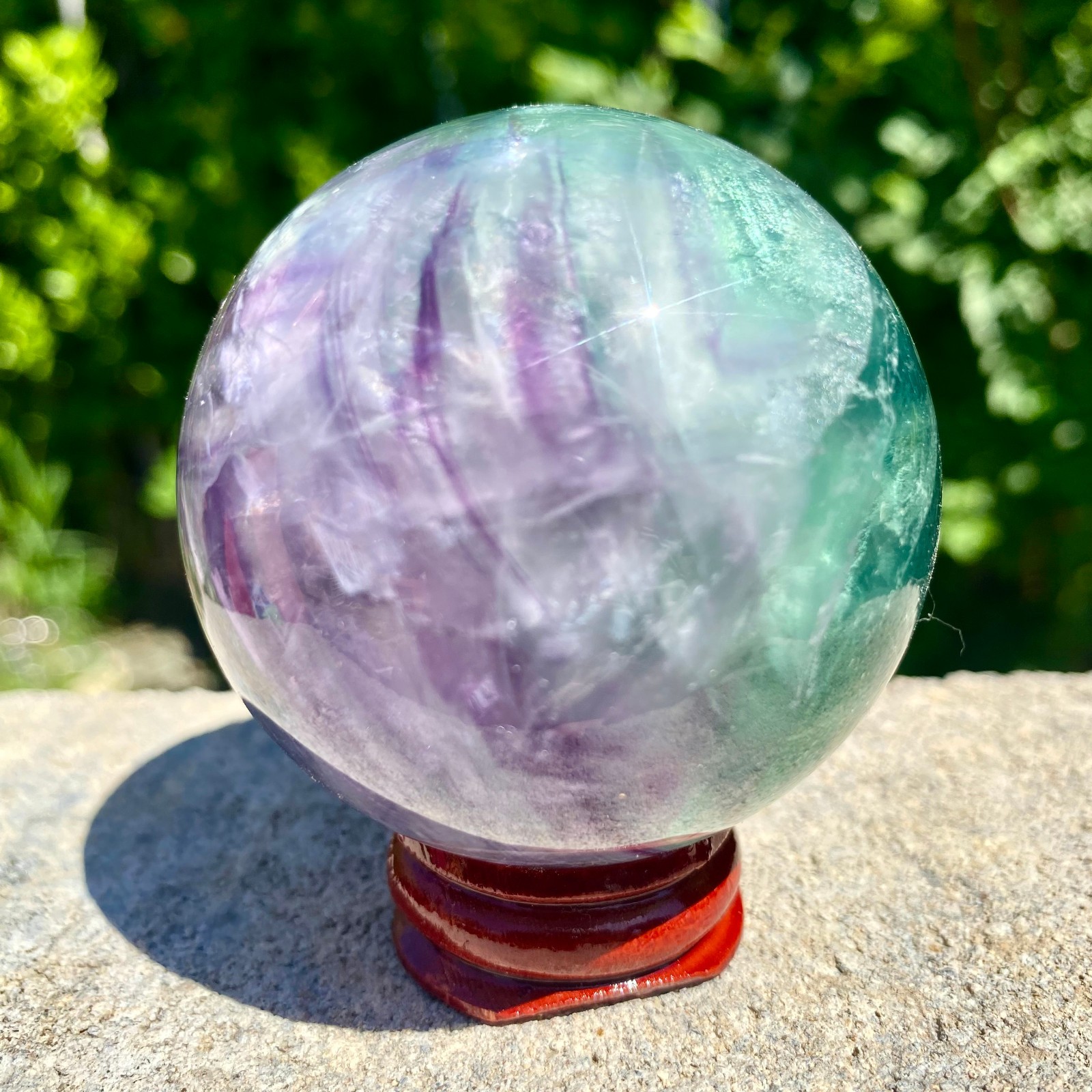 305G natural Green fluorite ball quartz crystal Sphere Reiki energy healing