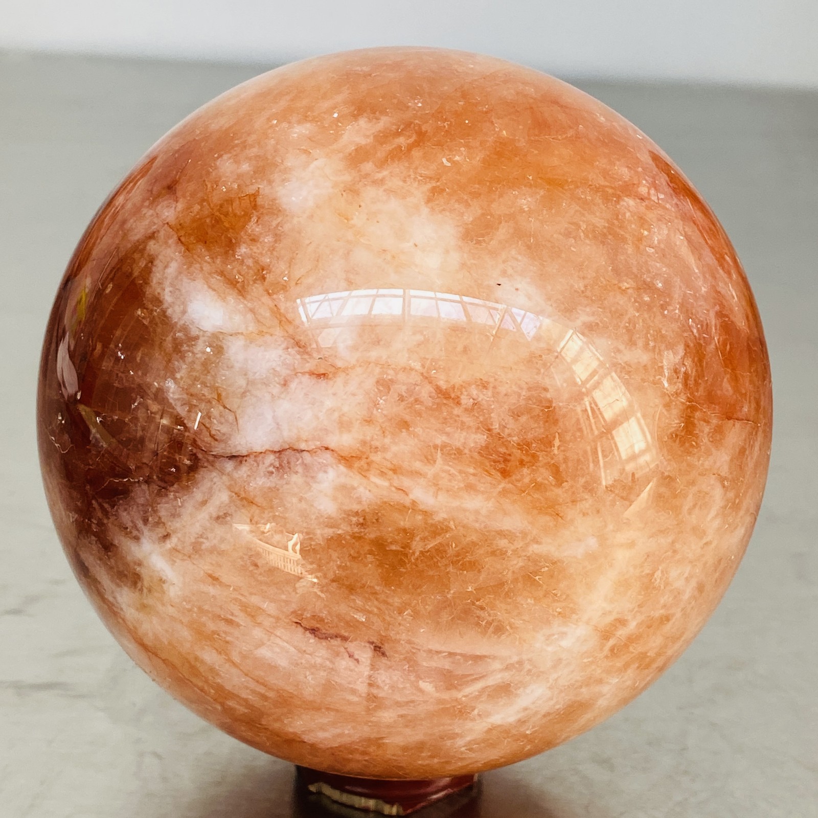 Natural Red Glue Flower Quartz Sphere Crystal Ball Healing 2000G