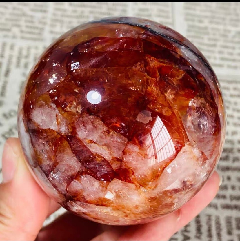 422g Natural Red Gum Flower Ball Crystal Sphere Specimen Energy Healing Reiki