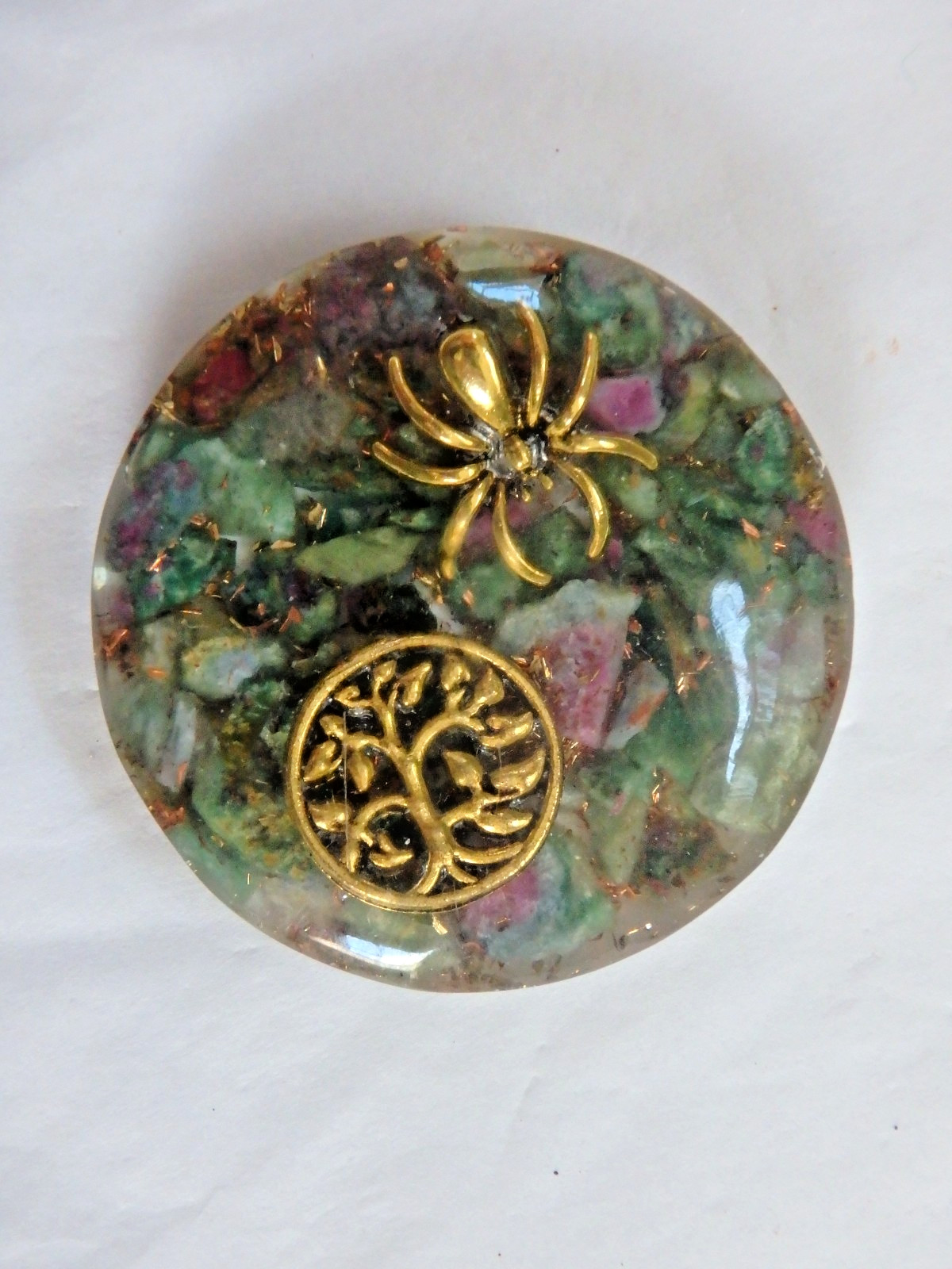 Orgone 🖤✨Crystal Palm 20.8 grams Handmade Resin Piece spider & Tree of Life