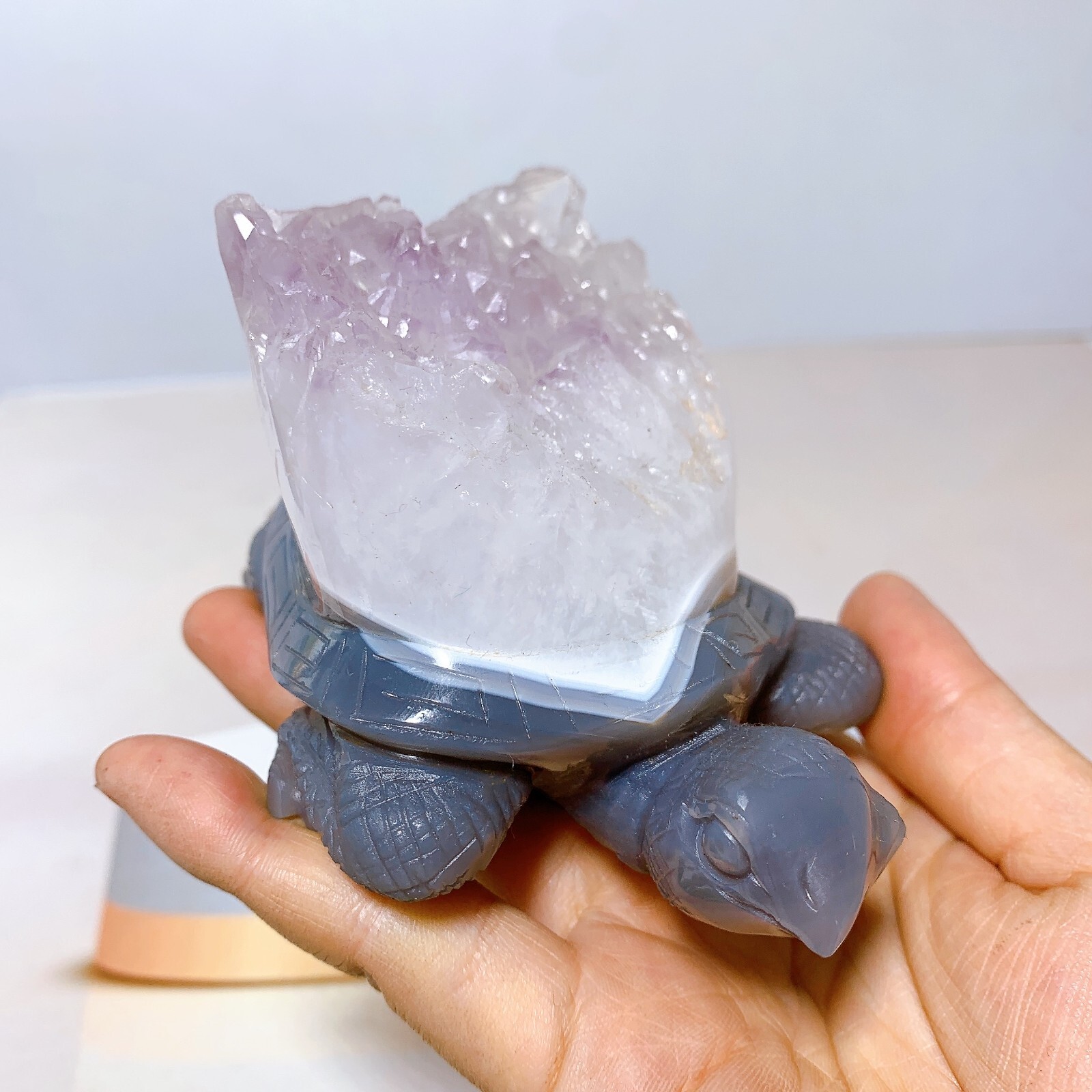 1pc Natural amethyst agate turtle Crystal turtle carving healing Home decora
