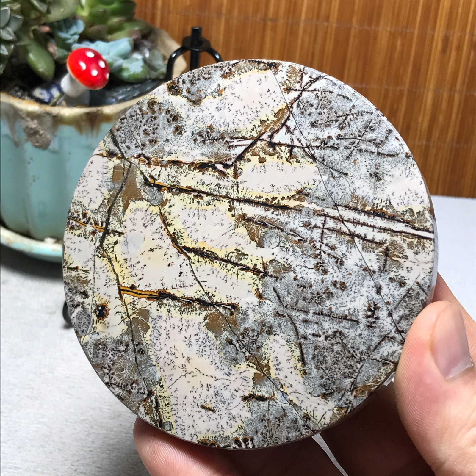 93mm Natural Chinese painting stone crystal ornaments for home decoration A6485