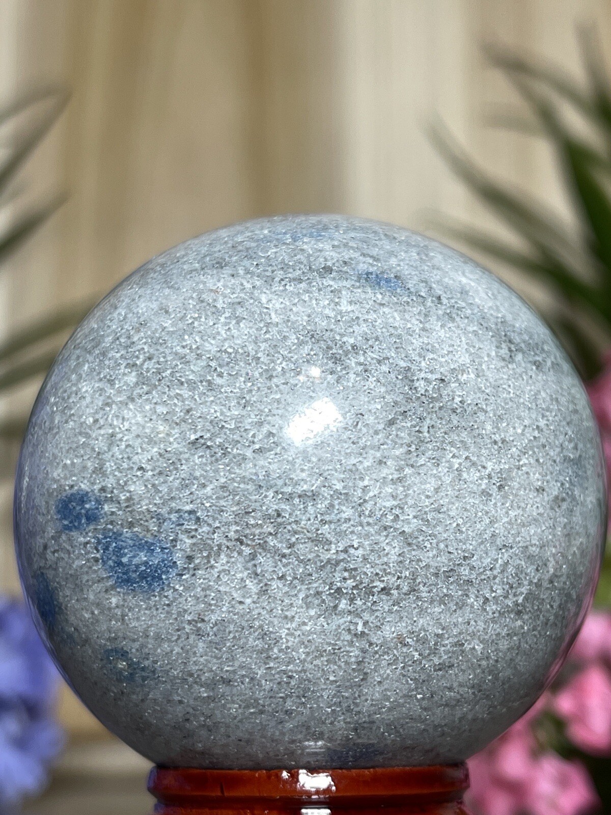 Cleavelandite Apatite SPHERE – Mineral Blue Grey Crystal Witch Stone Not K2