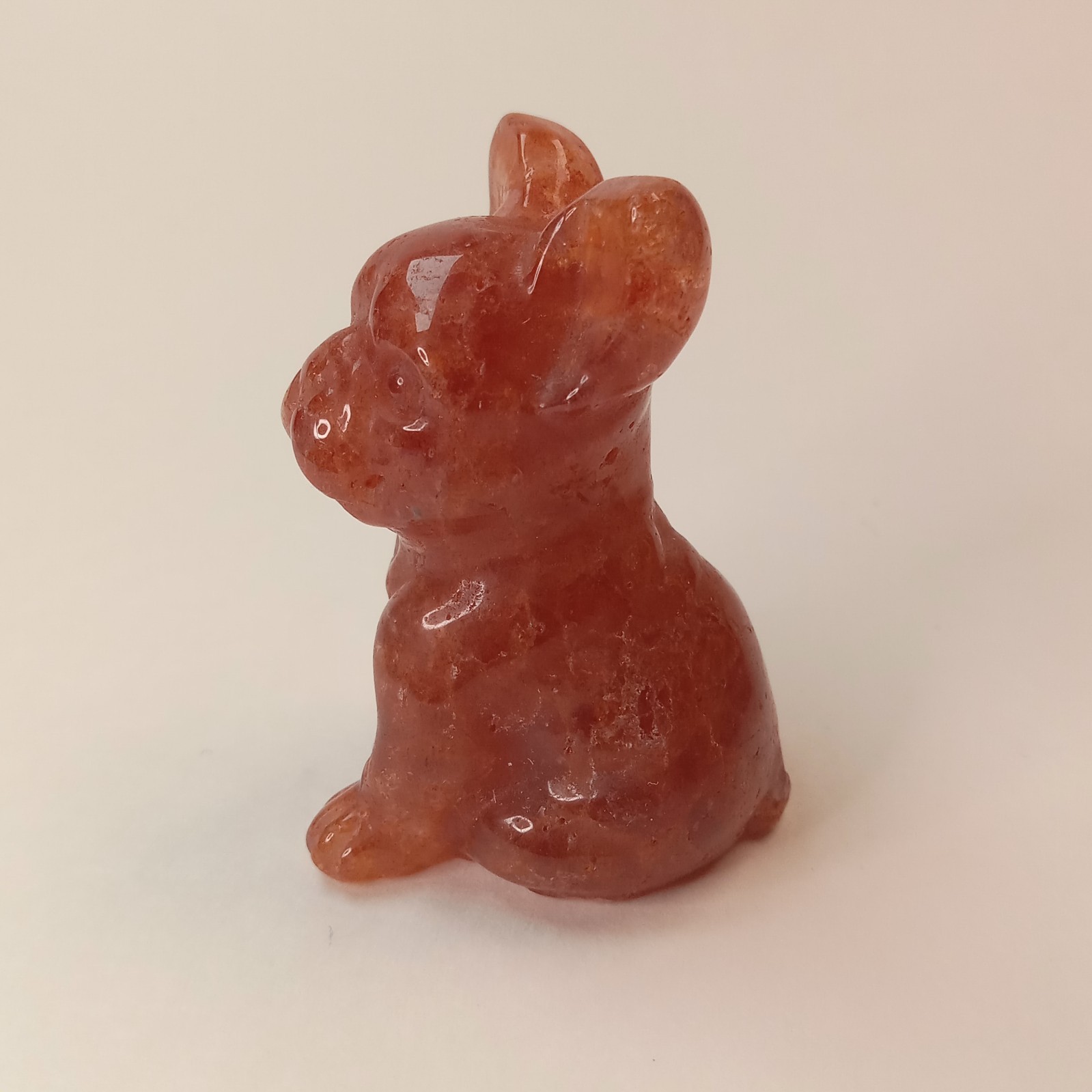 French Bulldog Carving in Golden Healer Quartz 54g Crystal Figurine I8