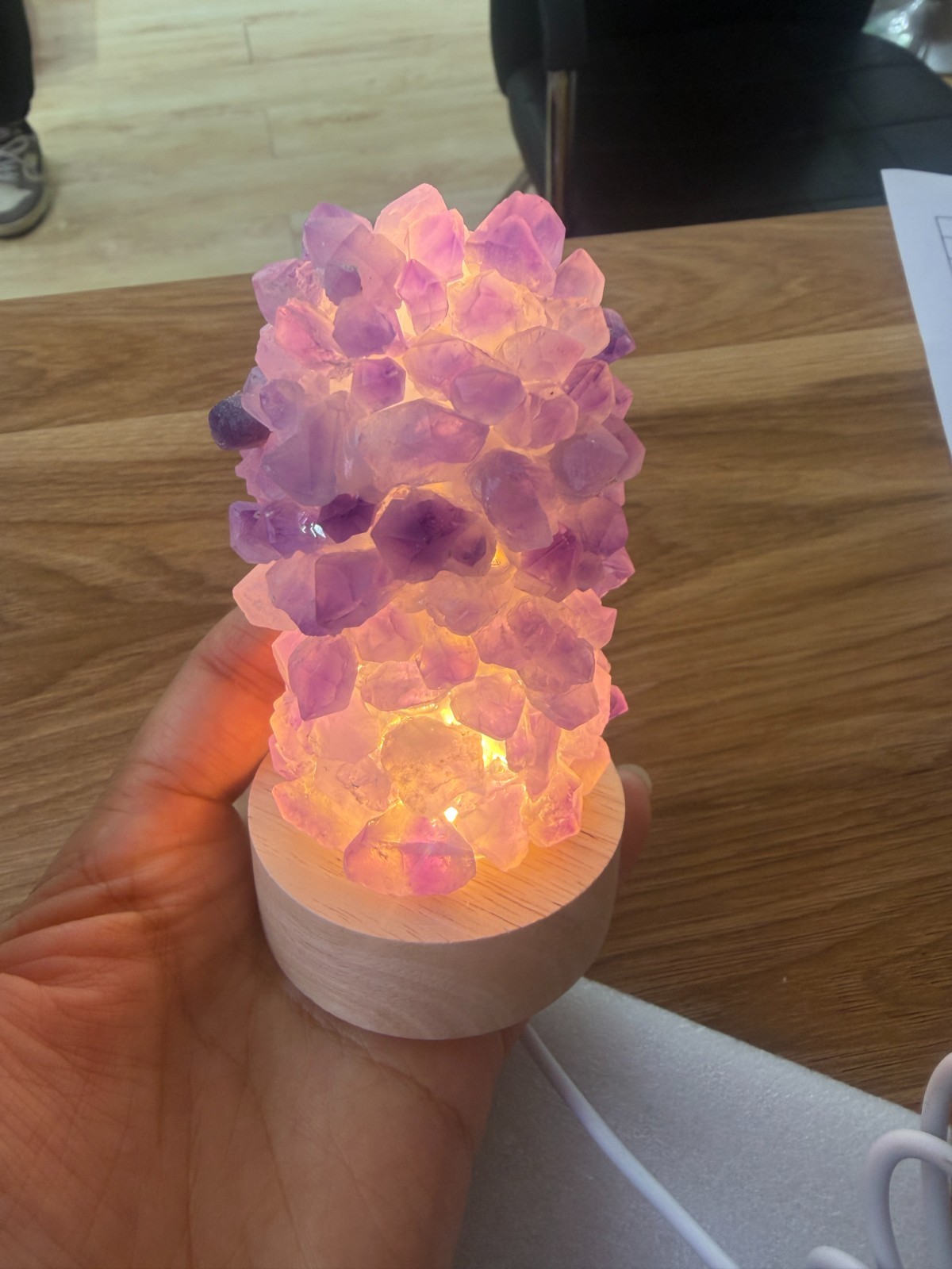 1pc natural amethys Crushed stone Quartz Crystal DIY USB Night lamp energy