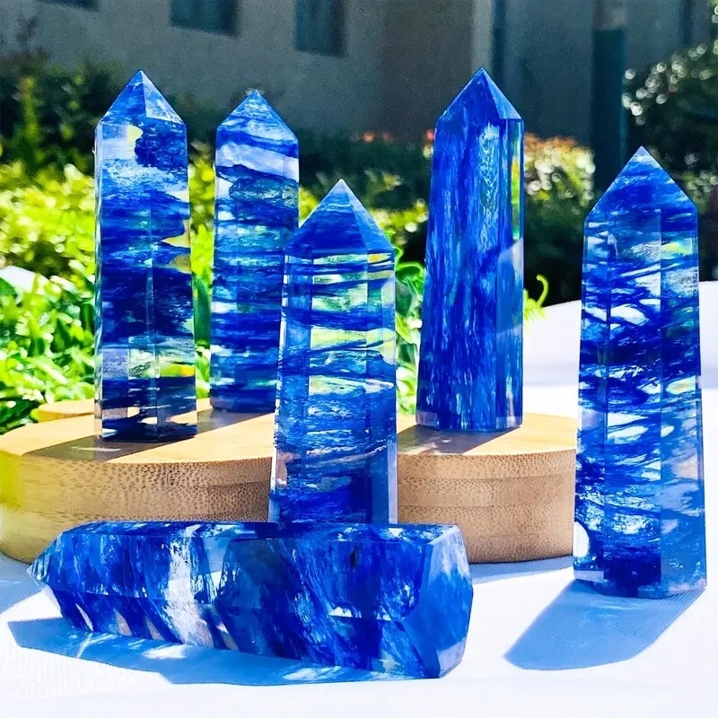 3.15″-3.54″ Natural Blueberry Quartz Crystal Tower Healing Crystal Obelisk